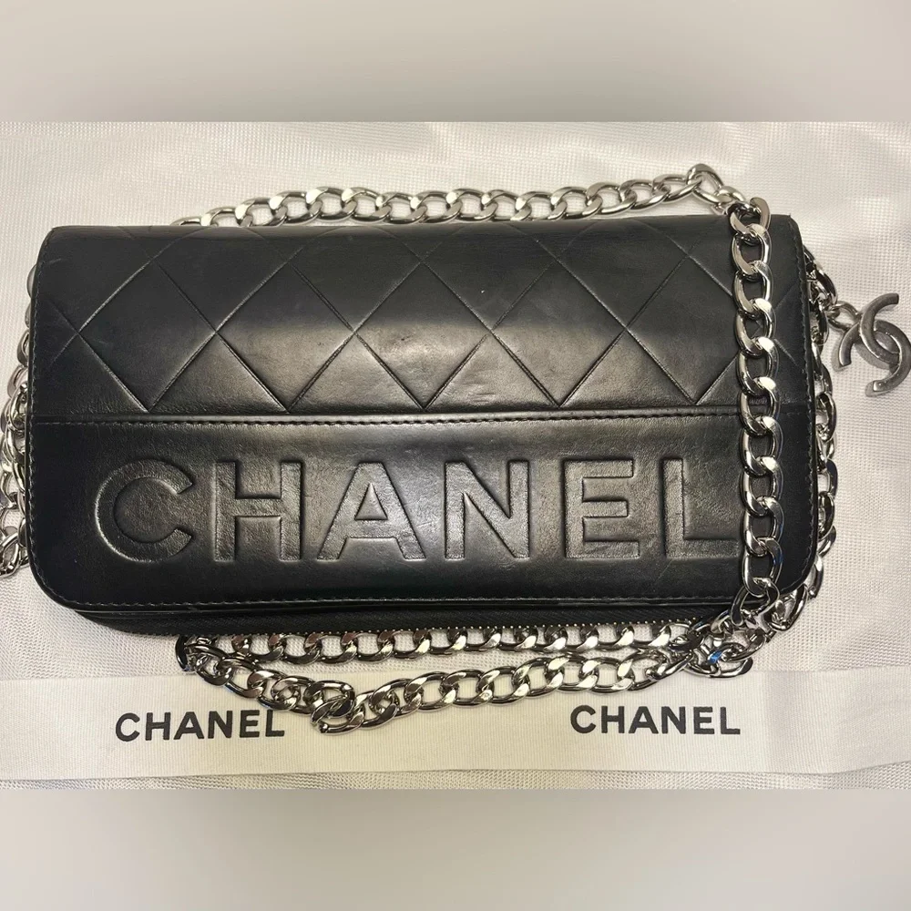 SOLD! CHANEL Authentic Long wallet clutch with chain/insert -Crossbody - Picture 1 of 15